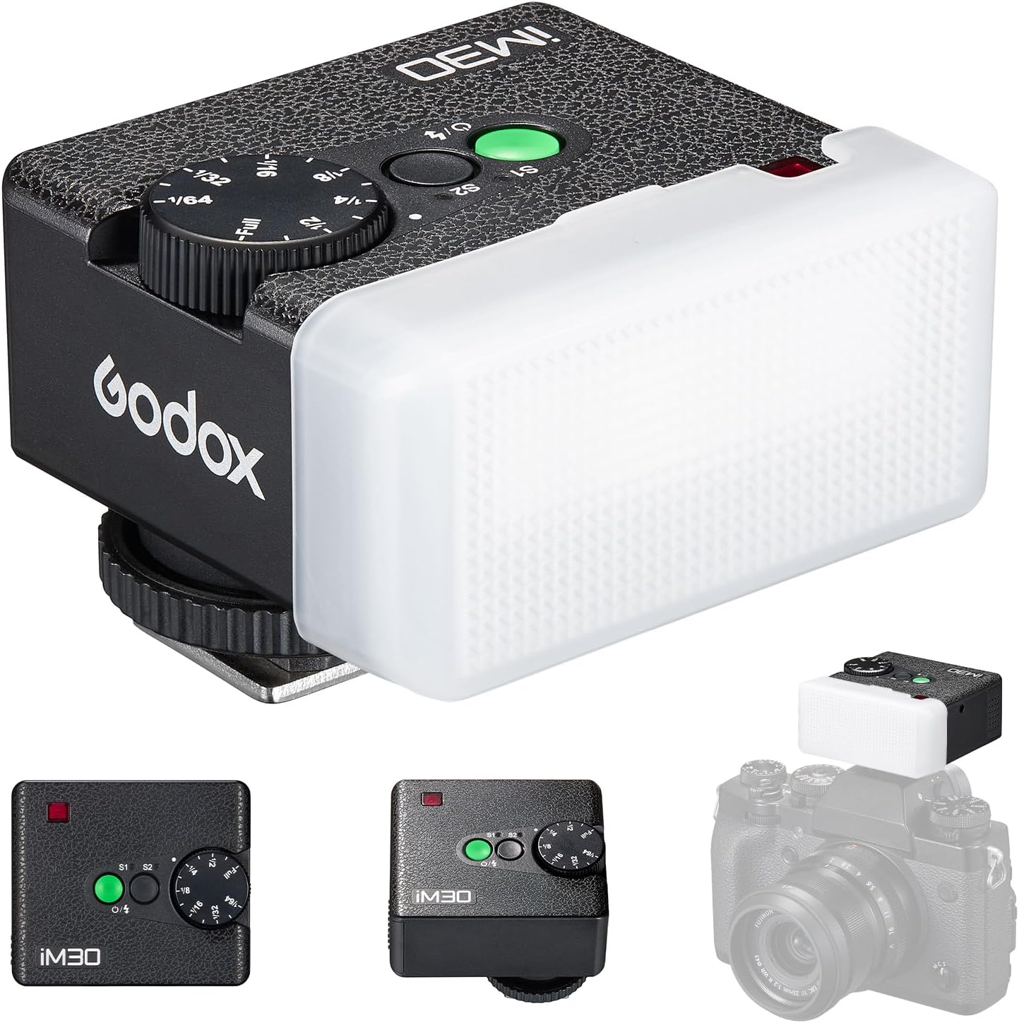 Godox IM30 Mini Pocket Flash Manual Speedlite, S1/S2 Optical Control, Portable Hot Shoe Flash 7 Power Levels 6500 K &plusmn; 200 K Colour Temperature for Sony, Canon, Nikon, Fuji, Pentax (With Tri-Colour image number 2
