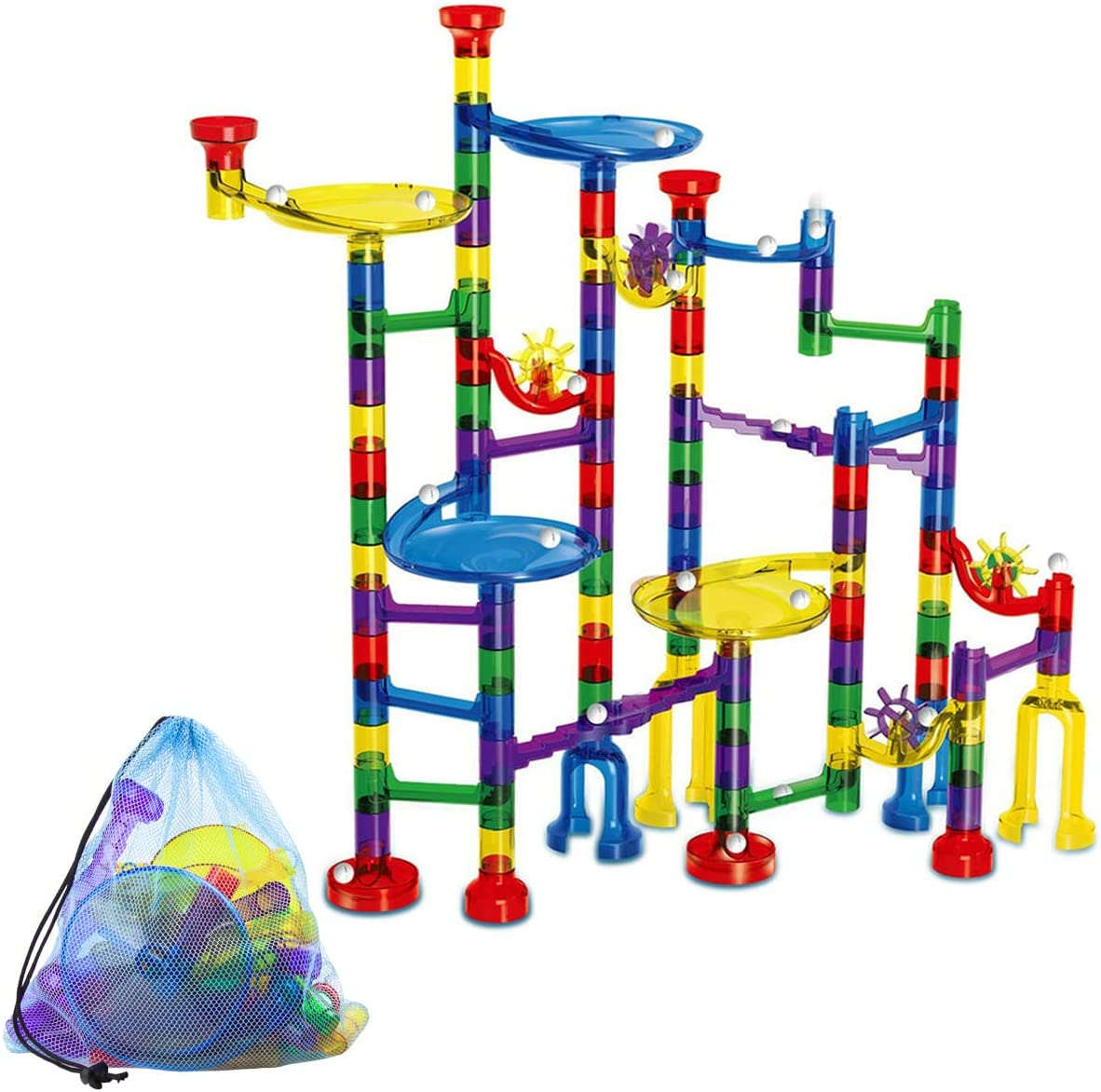 Marble Run Game 122 Parts+ 30 Marbles Construction Building Blocks for Kids 4+ image number 1