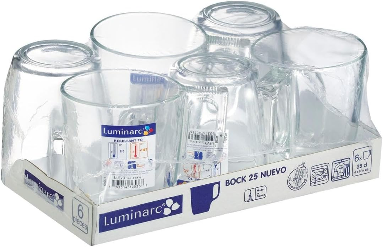 Luminarc New Set 6 Mugs Breakfast Mugs Glass Coffee for Microwave 25Cl image number 3