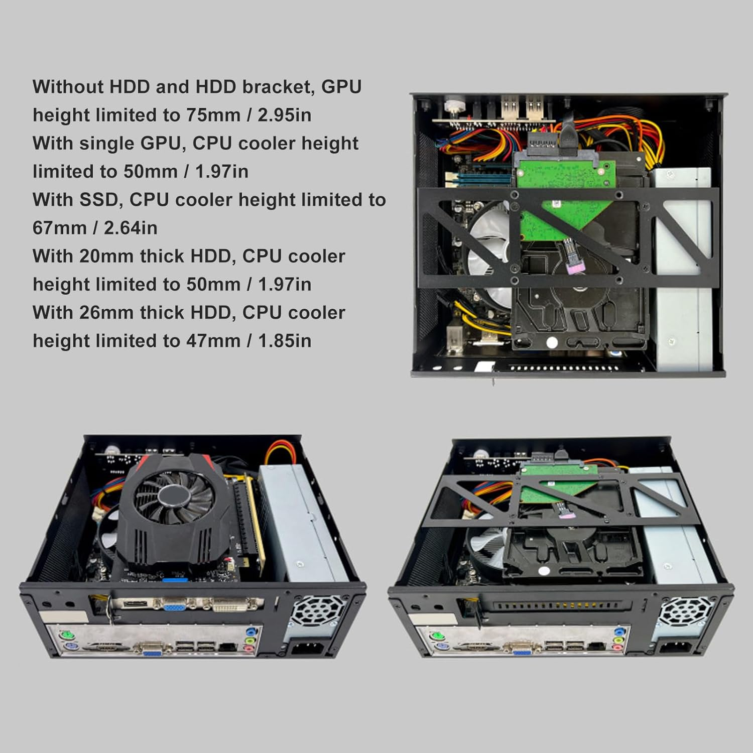 Small ITX PC Case, Steel Micro ITX Case PC Case, with USB 3.0 Port, PCI Slot, for Flex Power Supply, for Computer PC image number 6