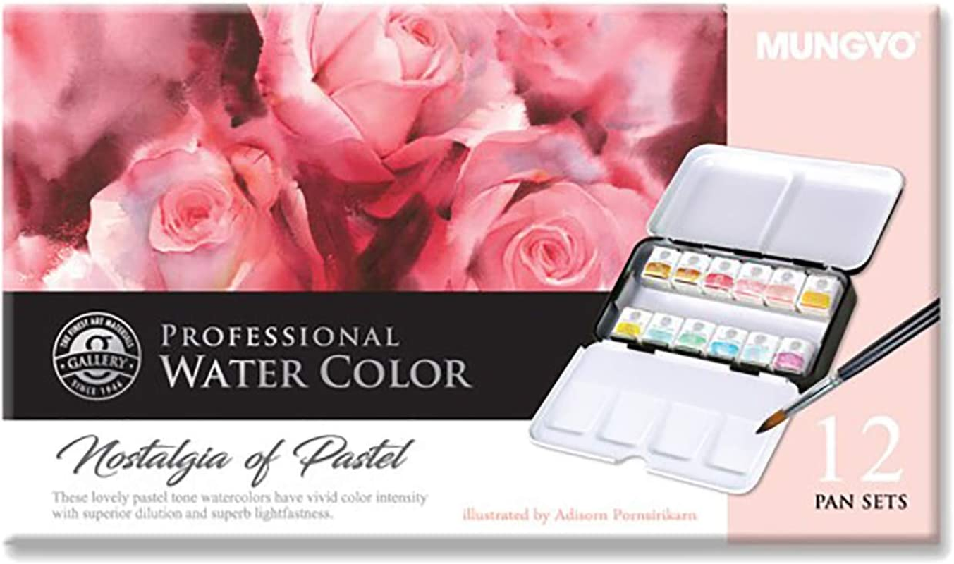 Mungyo Professional Solid Water Colors 12 Pan Colors Pastel Tone image number 3