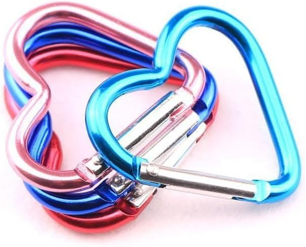 Carabiner Clip, Heart Shaped Climbing Buckle, Aluminum Alloy Heavy Duty Keyring Hook for Camping Fishing Hiking Traveling Aluminum Key Chain Clip Accessories - Red image number 3