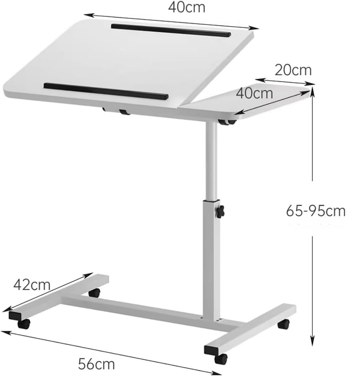 Lifting and Rotating Laptop Desk, Movable Bedside Tables with Rollers for Home and Office, Adjustable Computer Stand Couch Desk Table with Tiltable Tables Sofa Coffee Side Table image number 4