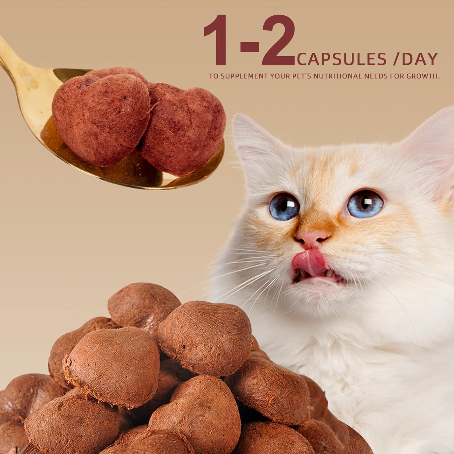 Freeze-Drieds Rabbit Blood in Heart Shape,High Protein Freeze-Dried Pet Food for Dogs Cats, Supplemental Iron.Fresh Ingredient Snacks, 2.1 Oz.S image number 2