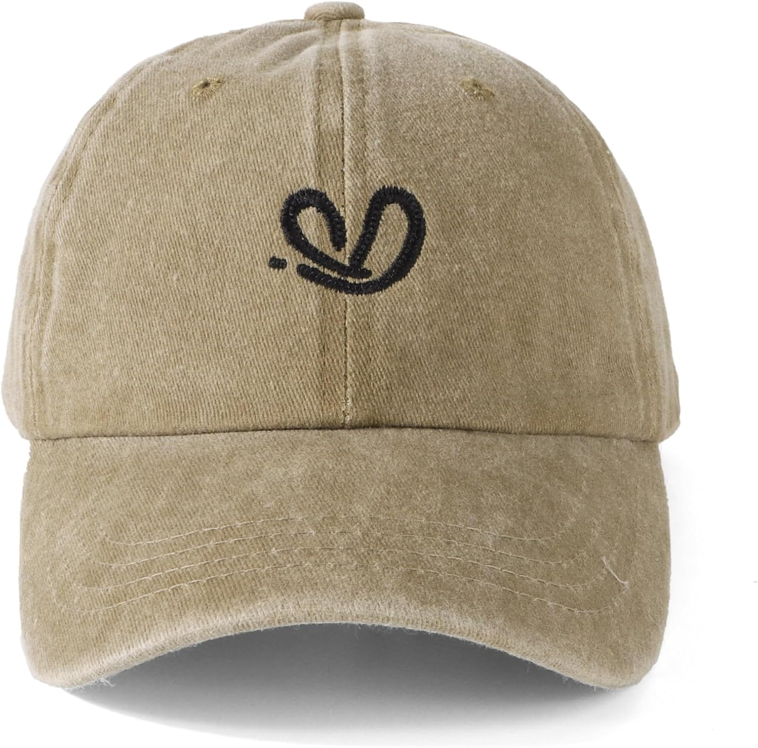 Hebenie Vintage Womens Baseball Cap &ndash; Adjustable Washed Soft Cotton Ladies Cap with Heart Embroidery Comfortable Fit for Casual Wear