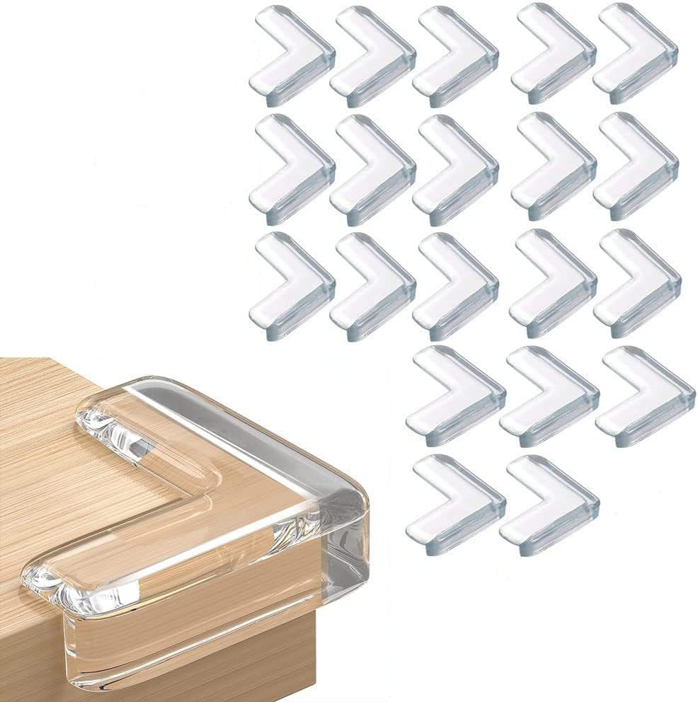 Furniture Corner Guard and Edge Safety Bumpers to Cover Sharp Furniture and Table Edges, Transparent 20 Pcs.(L Shape)
