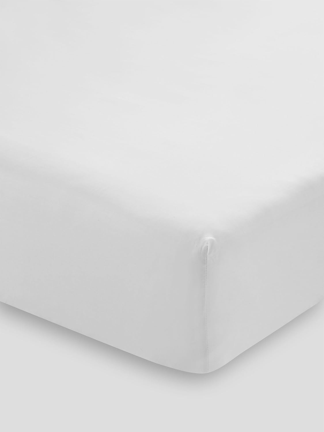 Linen House 01725G634 300TC Cotton Percale King Bed Fitted Sheet, White - Blue image number 3