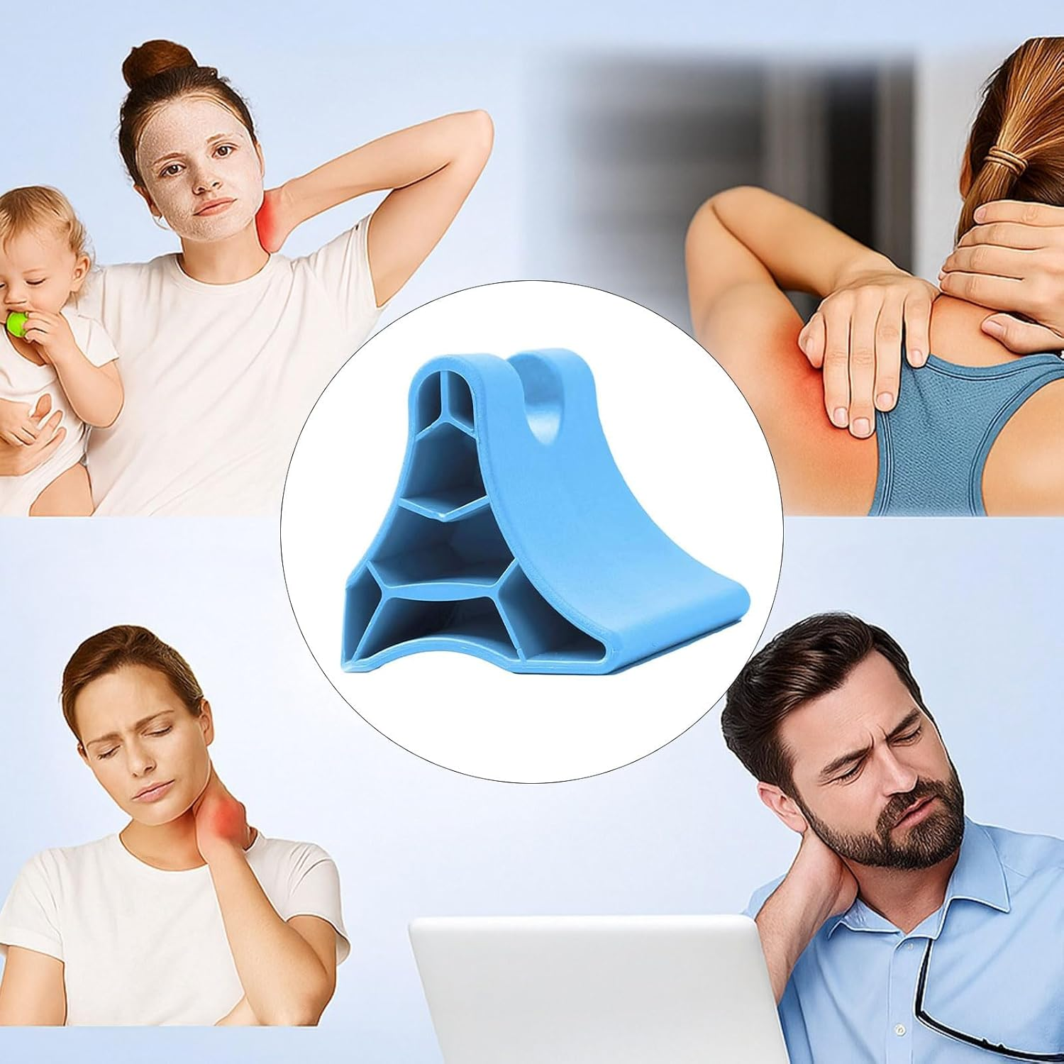 Occipital Release Tool for Neck & Back Pain Relief, Portable Suboccipital Release Device, Psoas Release Tool for Migraine Relief, Tension Headache & Neck Tension Massage, Blue - Fengea image number 3