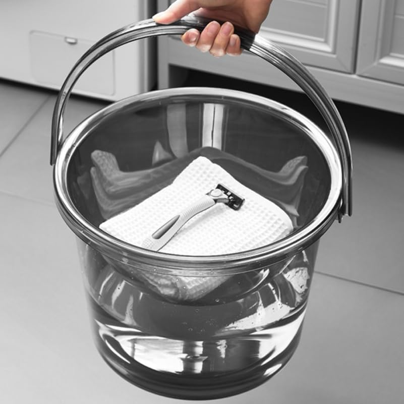 Large Capacity Bucket with Handle and Lid 23L Transparent Plastic Water Bucket for Home Bathroom Dormitory and Outdoor Use image number 6
