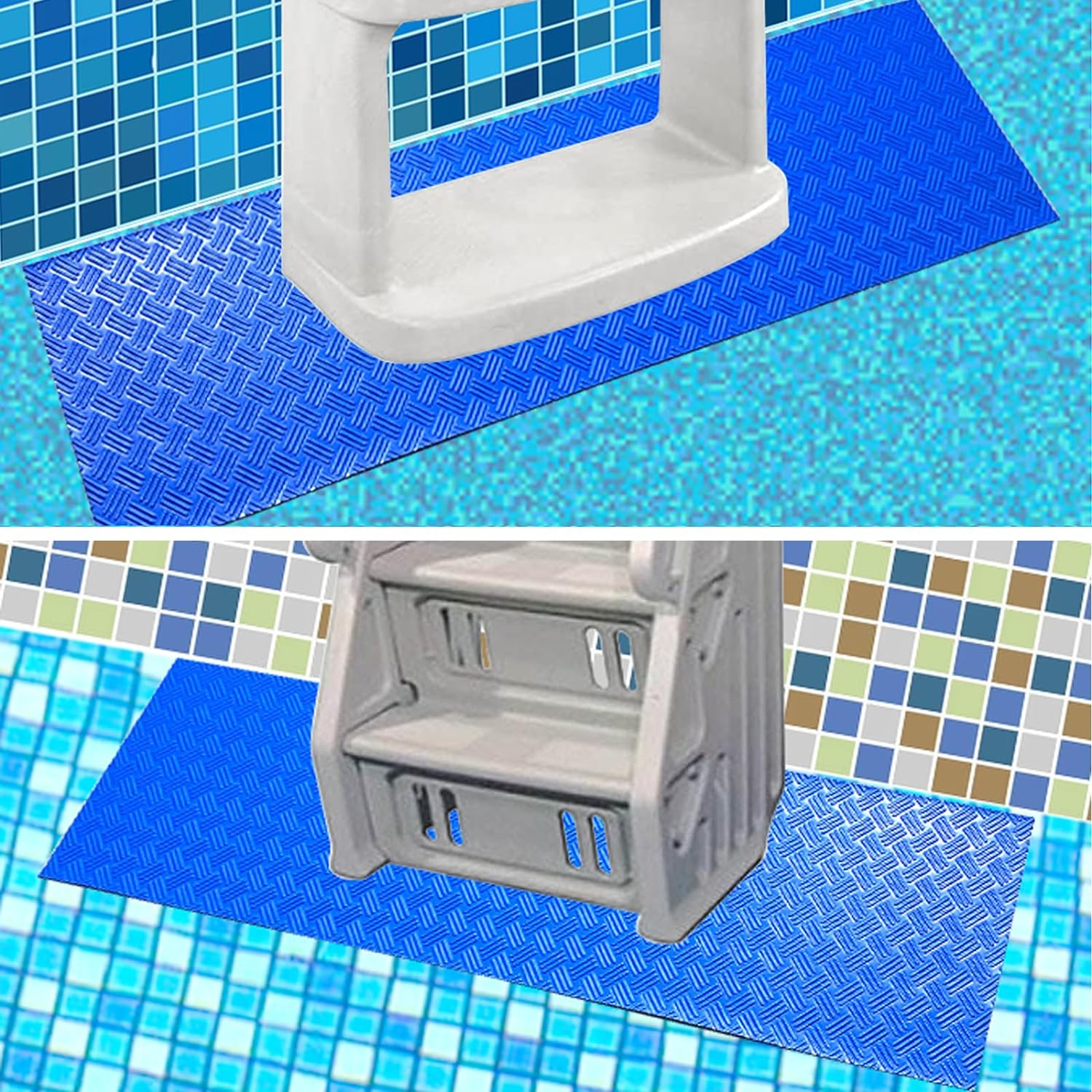 SKARUMMER Swimming Pool Ladder Mat - Protective Pool Ladder Pad Step Mat with Non-Slip Texture, Blue Medium Pool Step Mat, Pool Liner Protection Mat 36 Inch X 9 Inch image number 3