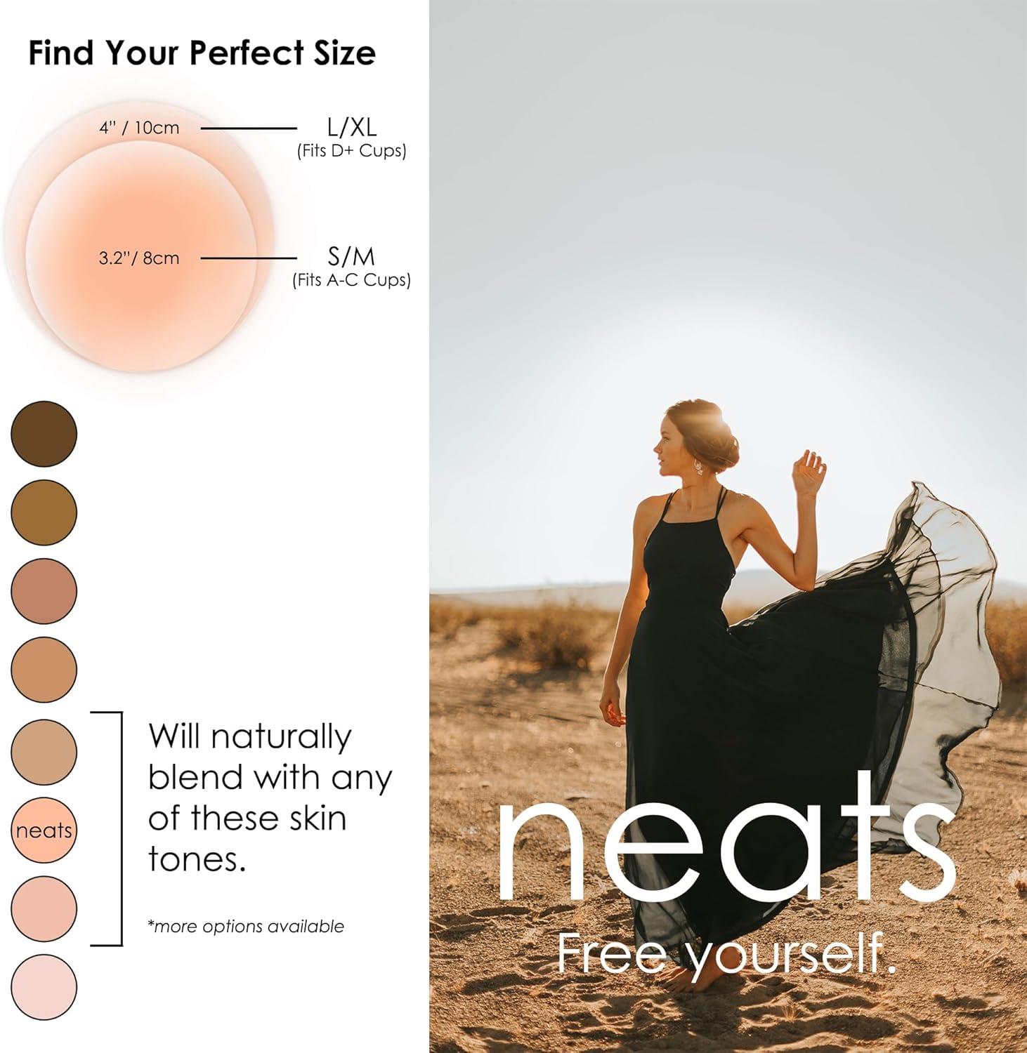 NEATS Nipple Covers for Women, Hypoallergenic Adhesive & Reusable Breast Pasties image number 2