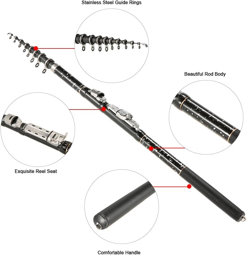 1.8M / 2.1M / 2.4M / 2.7M / 3.0M / 3.6M Portable Telescopic Fishing Rod Carbon Fiber Ultra Light Retractable Fishing Rod Pole Carp Fishing Tackle Accessory BBZY image number 4