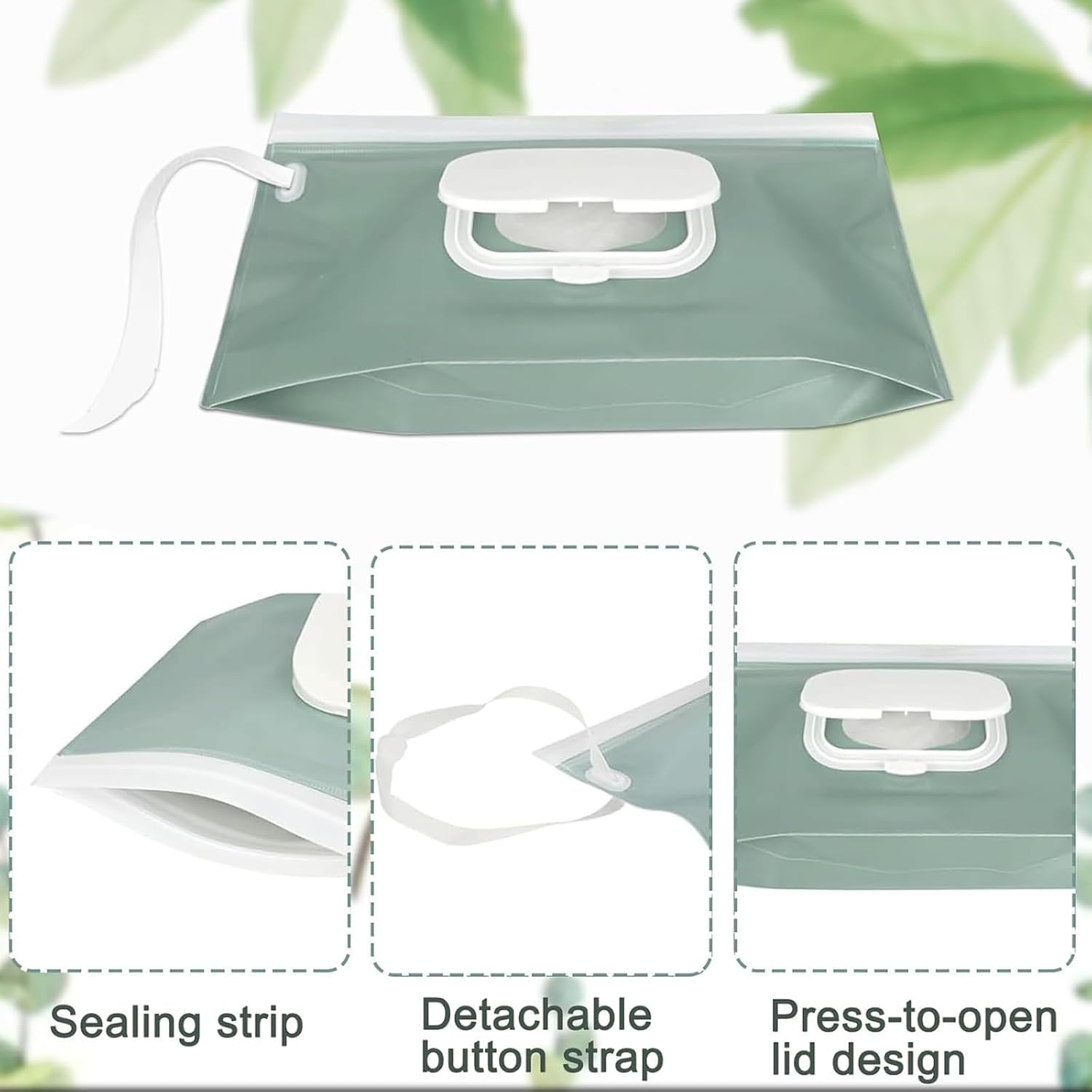 Weidllys Wipe Dispenser,4-Pack Portable Refillable Wipe Container,Reusable Travel Baby Wipes Dispenser, Waterproof and Dustproof（ Earth Tone Style） image number 2