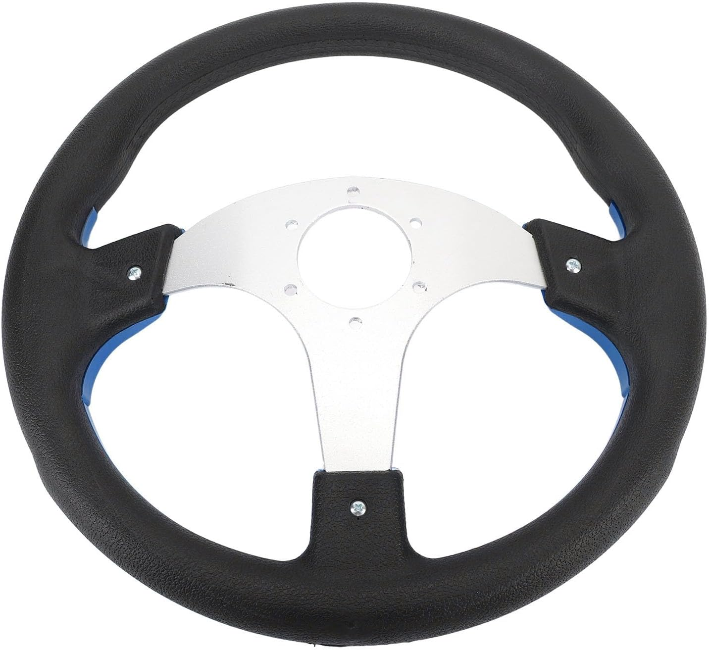 Jiawu 14In Universal Racing Steering Wheel with Horn Button, Blue, Aluminum + PU Leather, 6 Bolts, Passenger Car Compatible - Blue image number 6