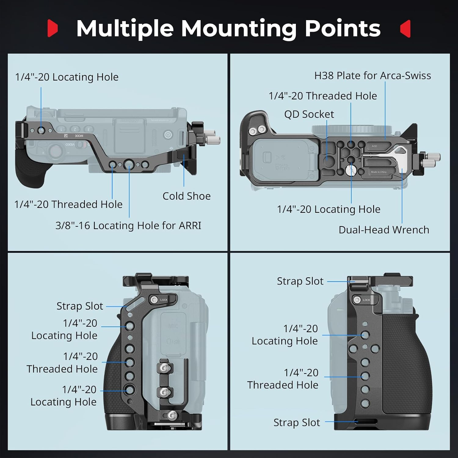 Smallrig Camera Cage for Nikon ZR with Silicone Grip and Cable Clamp for HDMI, Aluminum Alloy Full Camera Cage with Cold Shoe, Anti-Twist Design, Built-In Quick-Release Plate for Arca -5467 image number 3