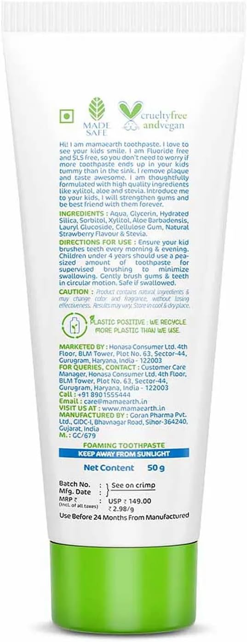 Mamaearth 100% Natural Berry Blast Toothpaste for Kid'S 50 G image number 3