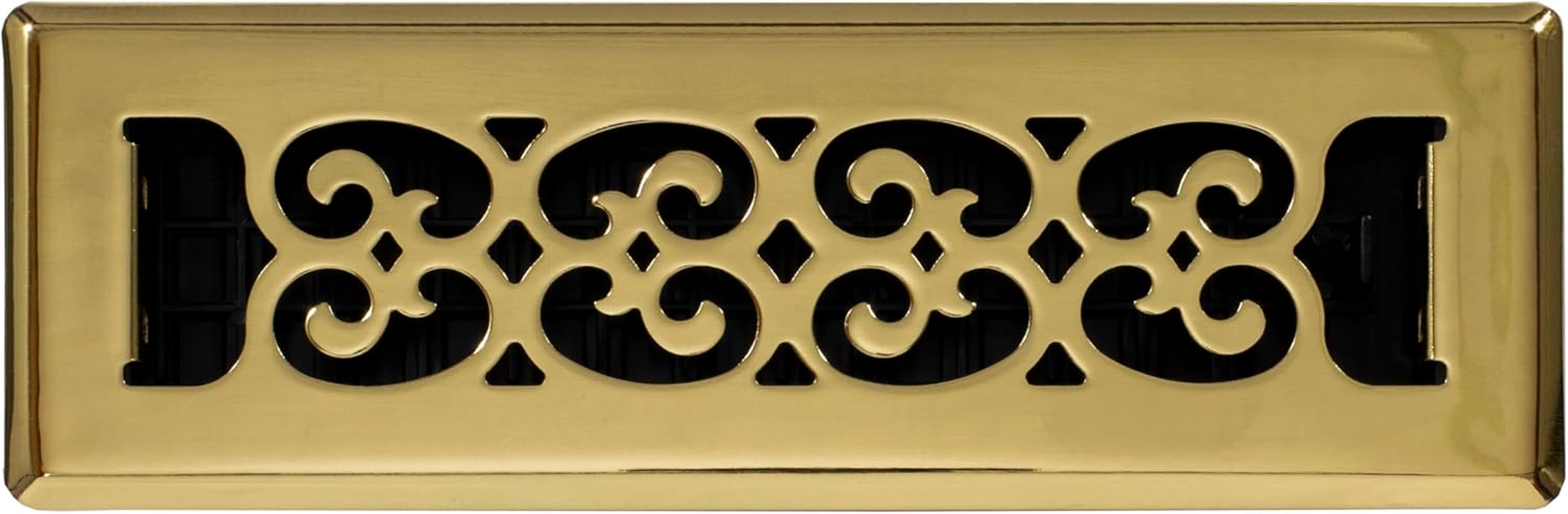 Decor Grates SPH210-A Scroll Design Floor Register, 2X10, Antique Brass Finish