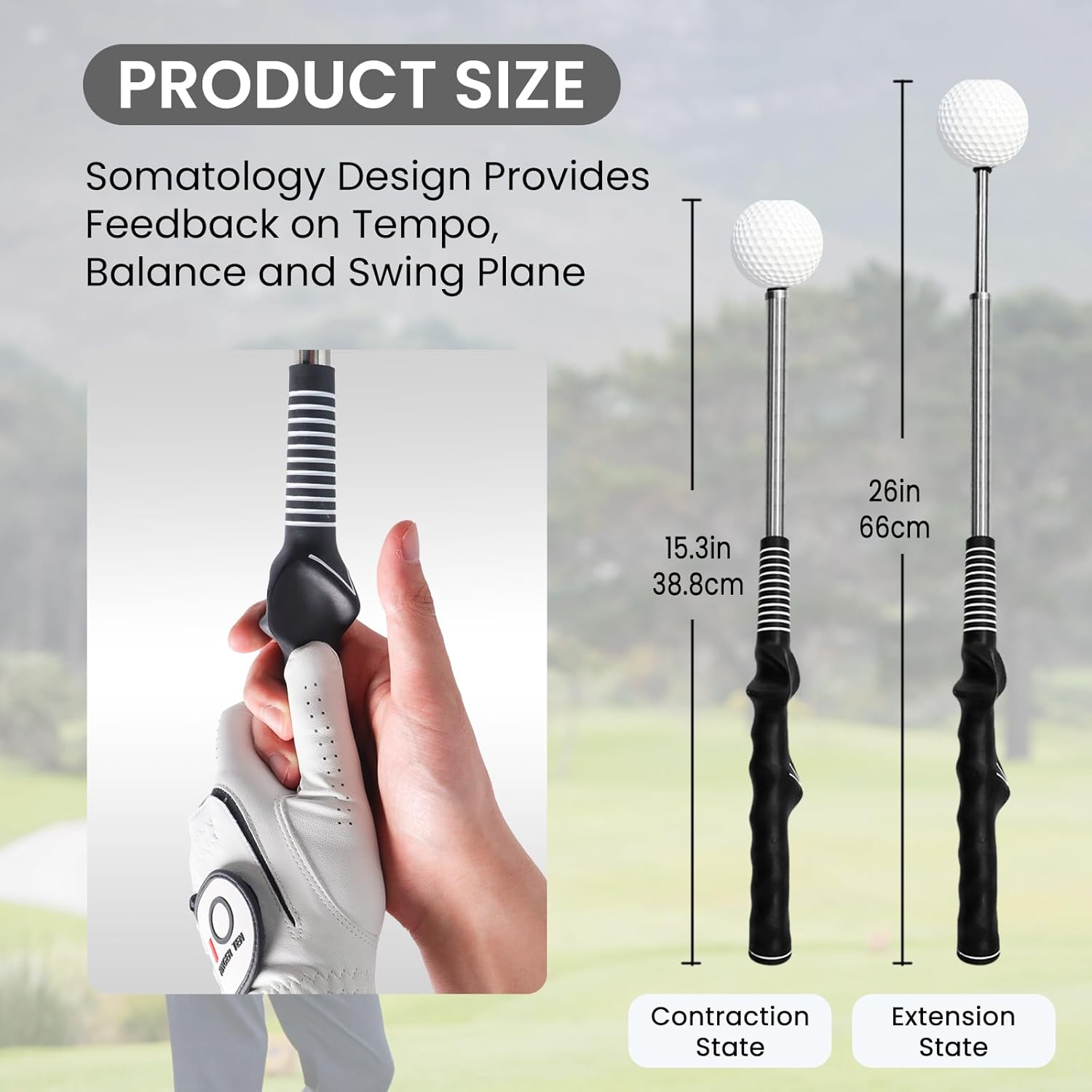 FINGER TEN Golf Swing Trainer Aid Grip Trainer Training Equipment Lightweight Stretchable Practice Rod Portable Speed Ergonomic Grip for Right Handed Golfer