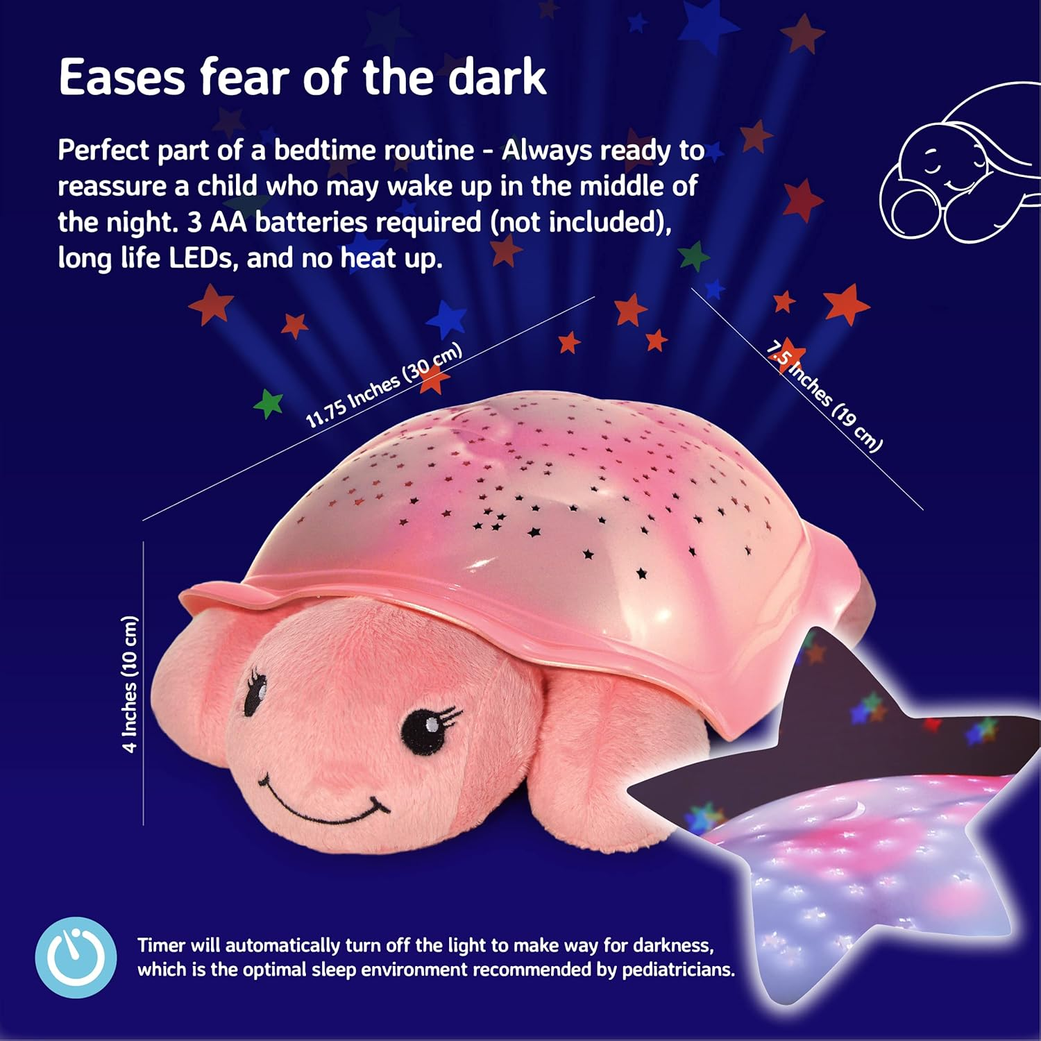 Cloud B Twinkling Twilight Turtle, Baby and Toddler Toys, Pink image number 4