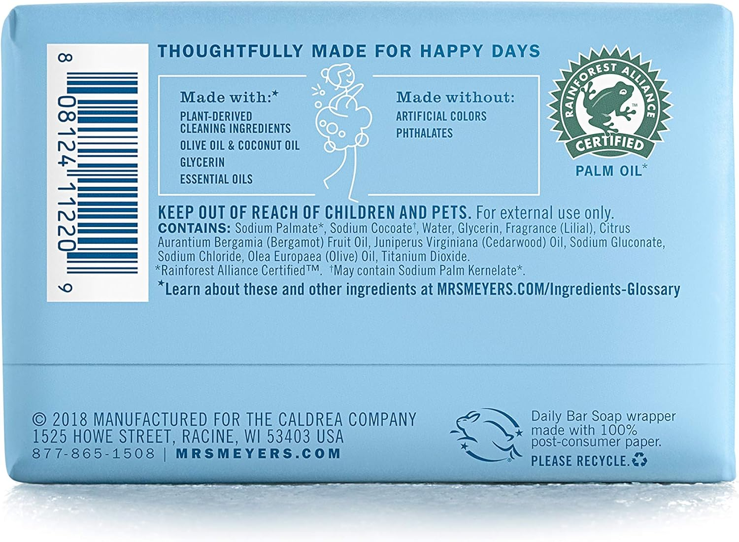Mrs. Meyer&rsquo;S Clean Day Bar Soap, Rainwater Scent, 5.3 Ounce