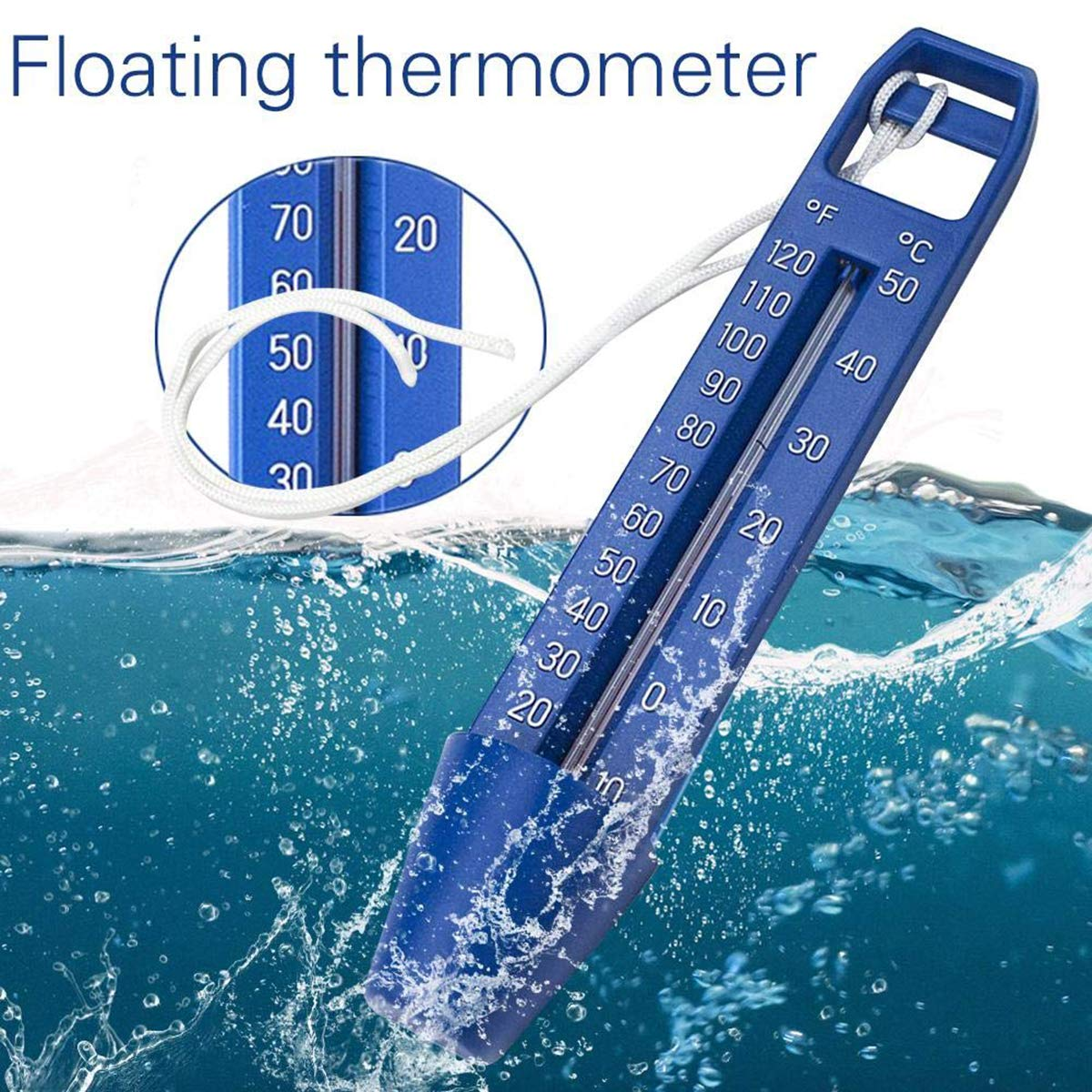 BERZO Pool Thermometer Premium Water Thermometers with String Degrees and Fahrenheit Accurate Temperature Readings Ideal for All Swimming Pools Spas Hot Tubs Ponds image number 2