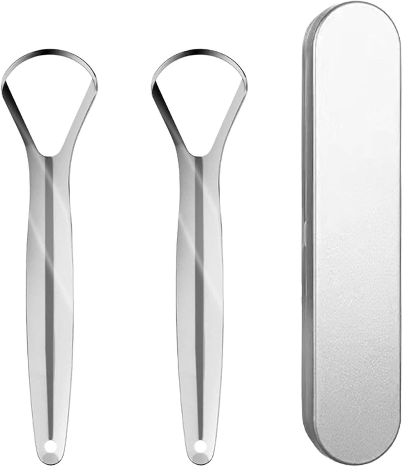 RODISHOMM Stainless Steel Tongue Scraper & Cleaner for Adults &ndash;2 Pack Metal Tongue Brush, Reduces Bad Breath & Freshens Breath with Storage Box image number 1
