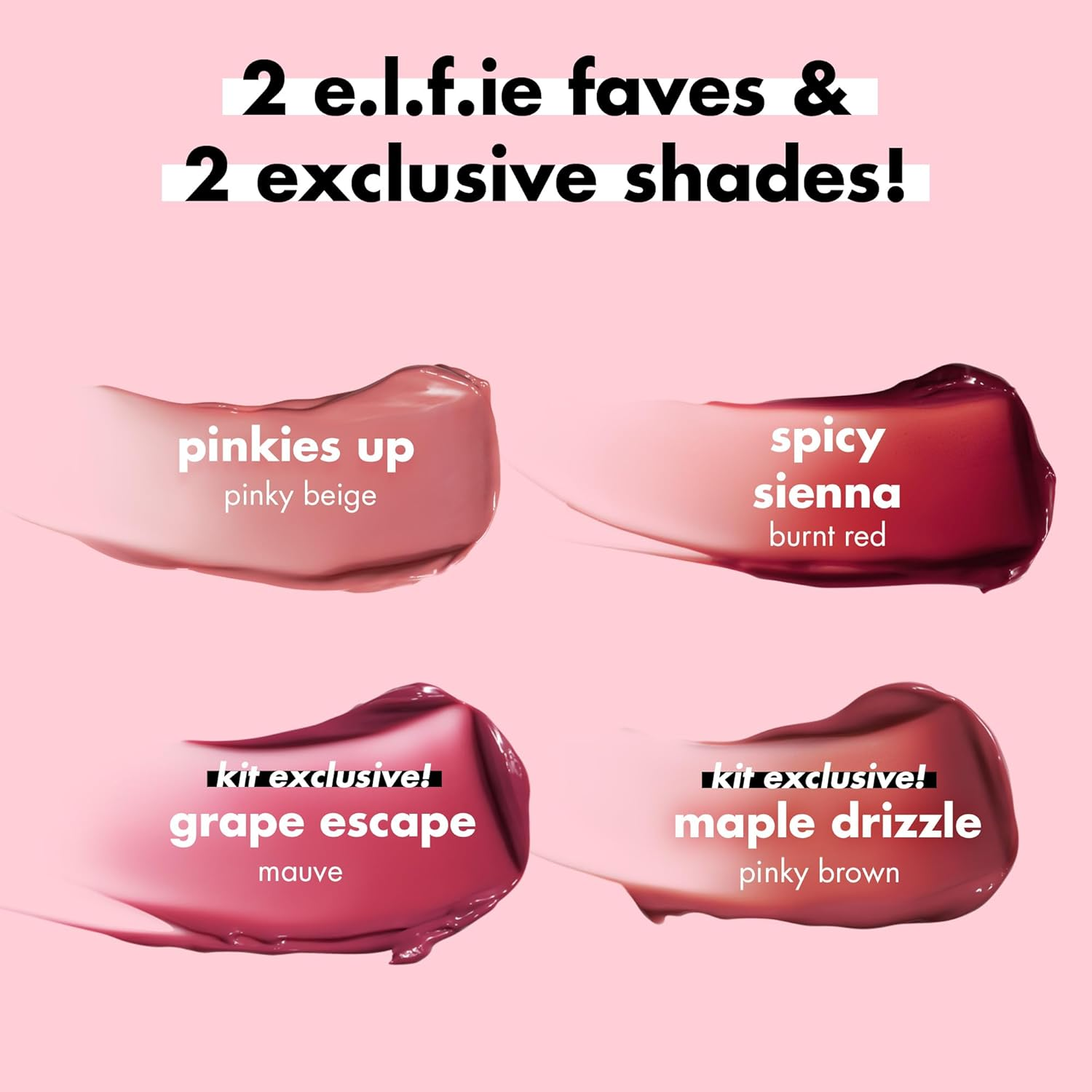 E.L.F. Glossy Lip Stain Shades 4 Days Kit, Long-Lasting Lip Stains for a Sheer Pop of Color & Subtle Gloss Finish, Vegan & Cruelty-Free, 4 Shades - Multicolor image number 1