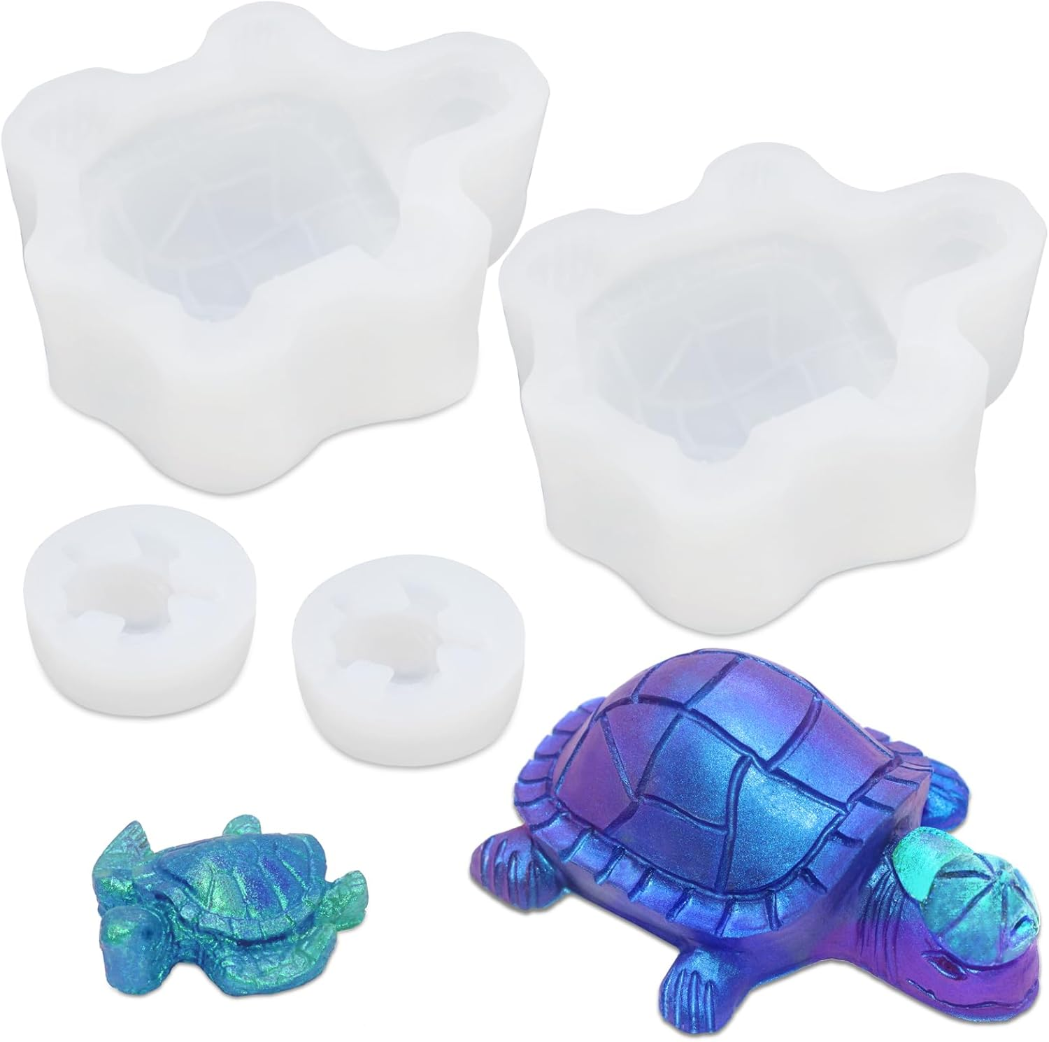 Turtle Shape Resin Molds, SENHAI 4 Pcs Cute Turtle Silicone Molds, 3D Animal Epoxy Resin Molds, Turtle Art Silicone Resin Molds for Craft, Resin Casting, Home Decoration, Holiday Gifts image number 6