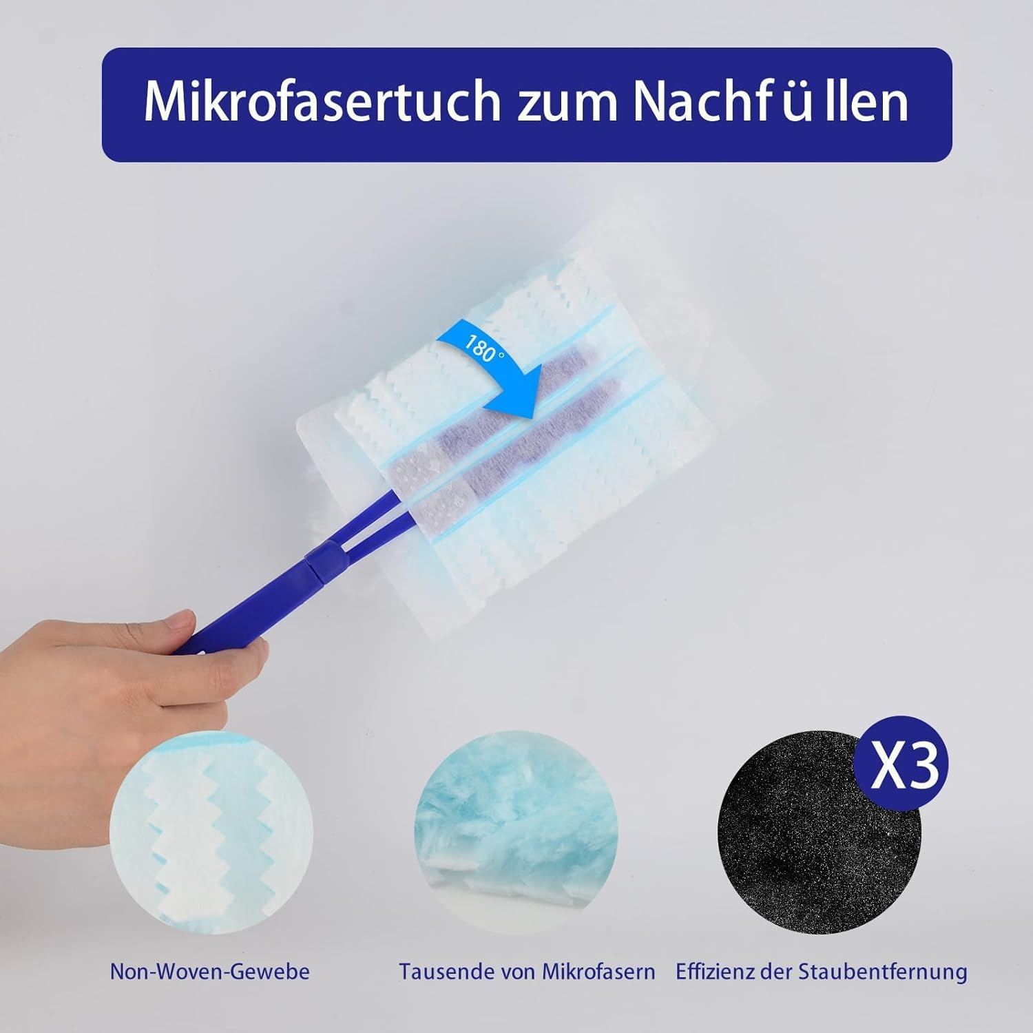 60 Pieces Dust Magnet Duster with 1 Handle, 1 Telescopic Rod, Microfiber Duster Set Cleaning Tool for Office, Electric Filter, Cleaning Tool for Cleaning image number 2