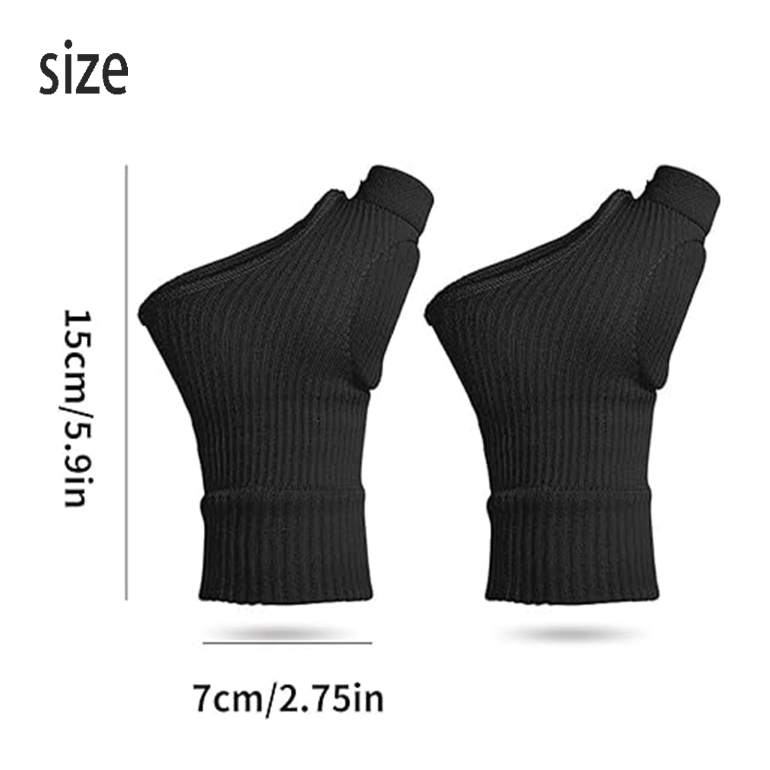 Roczential Gel Thumb Brace 1 Pair Wrist Support Compression Gloves Breathable Wrist Brace for Arthritis Pain Relief Protector Support Compression Arthritis Gloves for Carpal Tunnel Tenosynovitis (Black) image number 6
