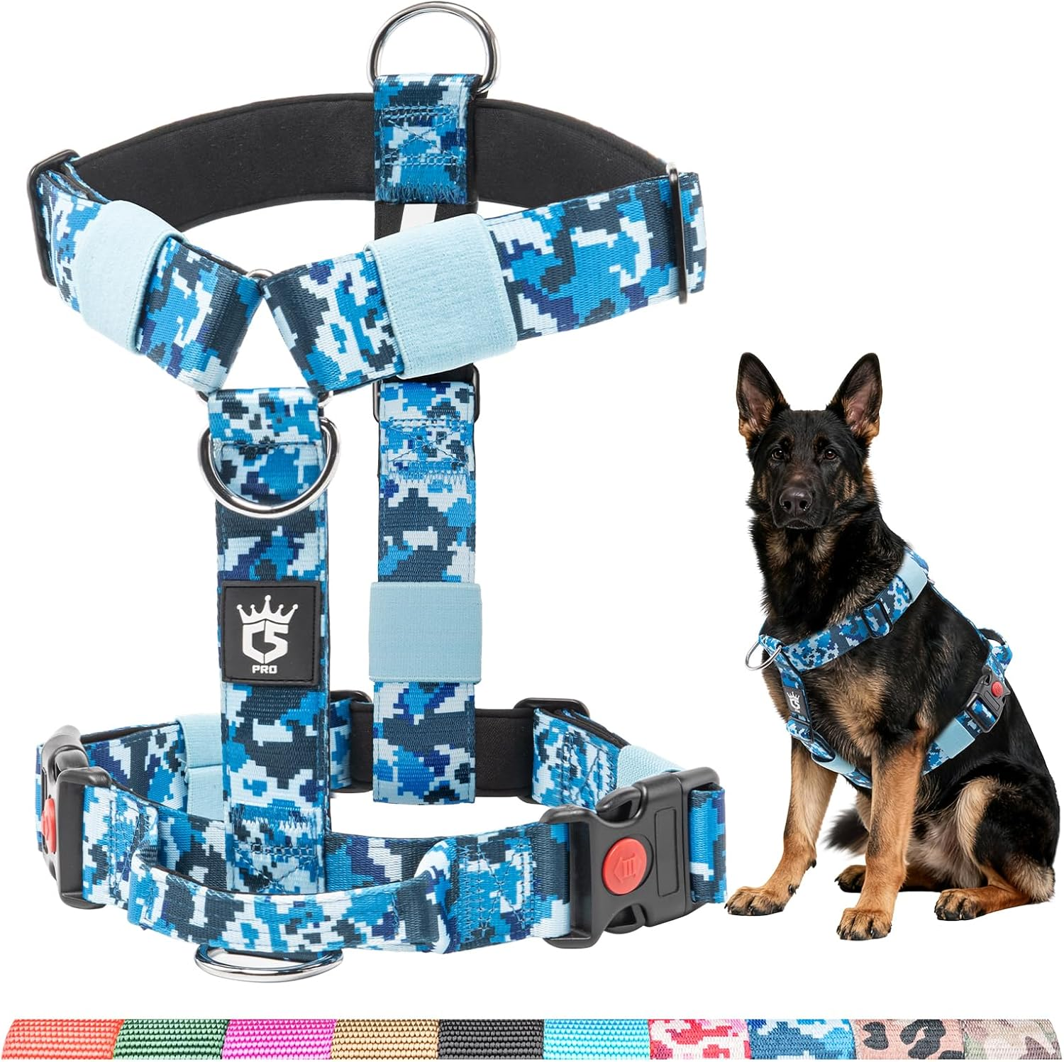 TSPRO Premium Heavy Duty Tactical Dog Harness for Medium/Large Dogs, No Pull, Adjustable, Padded Handle & Quick-Release Buckles, Ideal for Hiking, Walking, Running, Training (Black M)