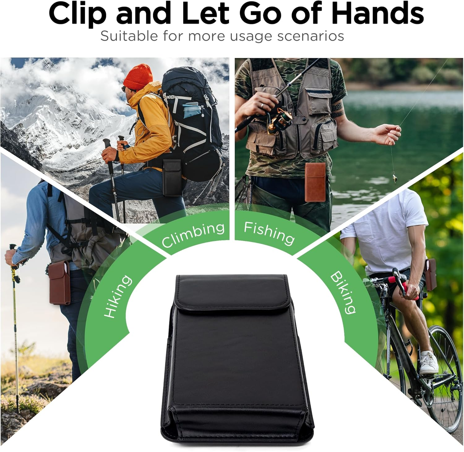 INGIDO Holster for Iphone 15, 14, 13, 12, 11, XR, Galaxy S24, S23, S22 - Premium Leather Pouch with Belt Clip Phone Case, Black - Medium image number 5