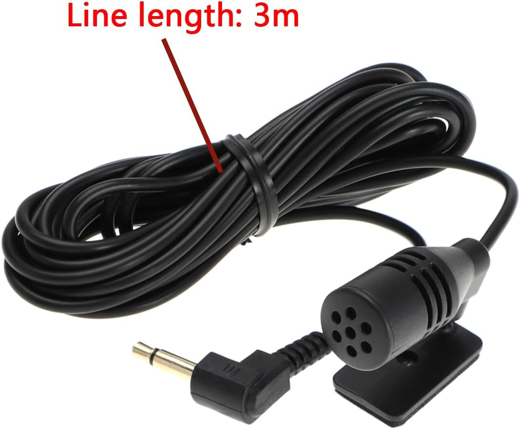 Ecsing 1X Clip Microphone GPS Stereo Radio Wired Car Microphone Buckle Paste Type with Microphone Sponge Black 60Hz-15Khz, 3.5Mm image number 2