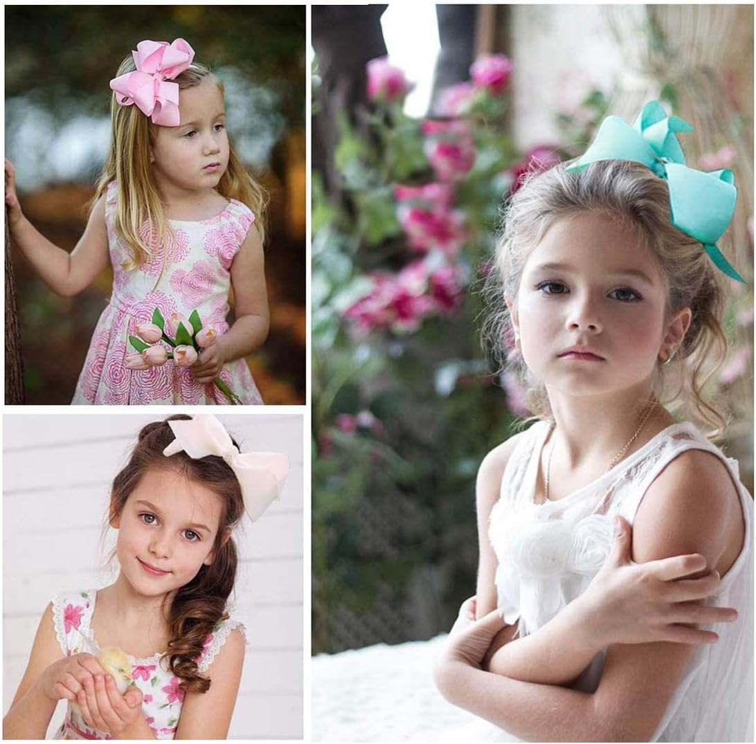 Red Bows for Girls,6Pcs Hand-Made Grosgrain Ribbon Hair Bows Alligator Clips Hair Accessories for Little Teen Toddler Girls Kids (Red) image number 2