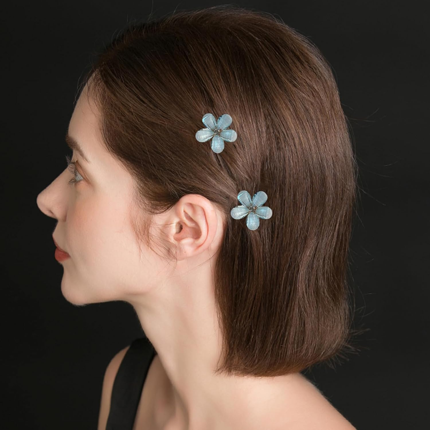 20 Pcs Flower Claw Clips Rhinestone Mini Hair Clips Sun Flower Claw Clip for Women Girls (Blue) image number 1