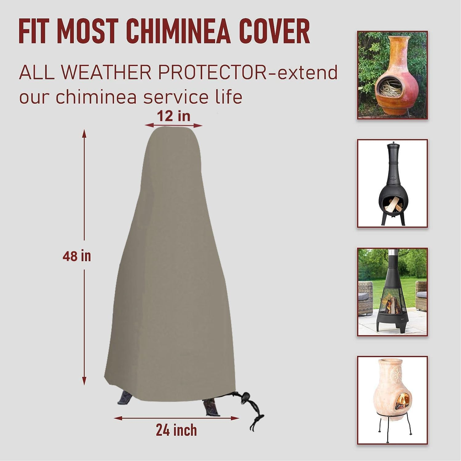 Chiminea Covers Waterproof, Protective Fire Pit Heater Cover, Outdoor Patio Chiminea Caps, Outdoor Patio Chiminea Covers Durable for Clay Chiminea image number 1