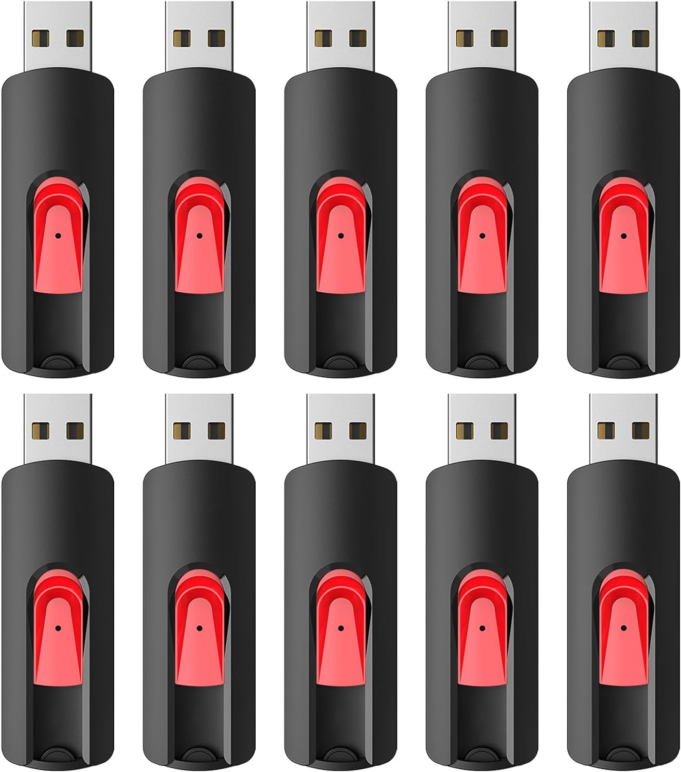 RAOYI 10Pcs 4GB USB Flash Drives Slide Retractable Memory Stick Bulk USB 2.0 Thumb Drive Jump Drive Zip Drive USB Sticks Data Storage Backup for PC Mac (4G, 10 Red Color) image number 4