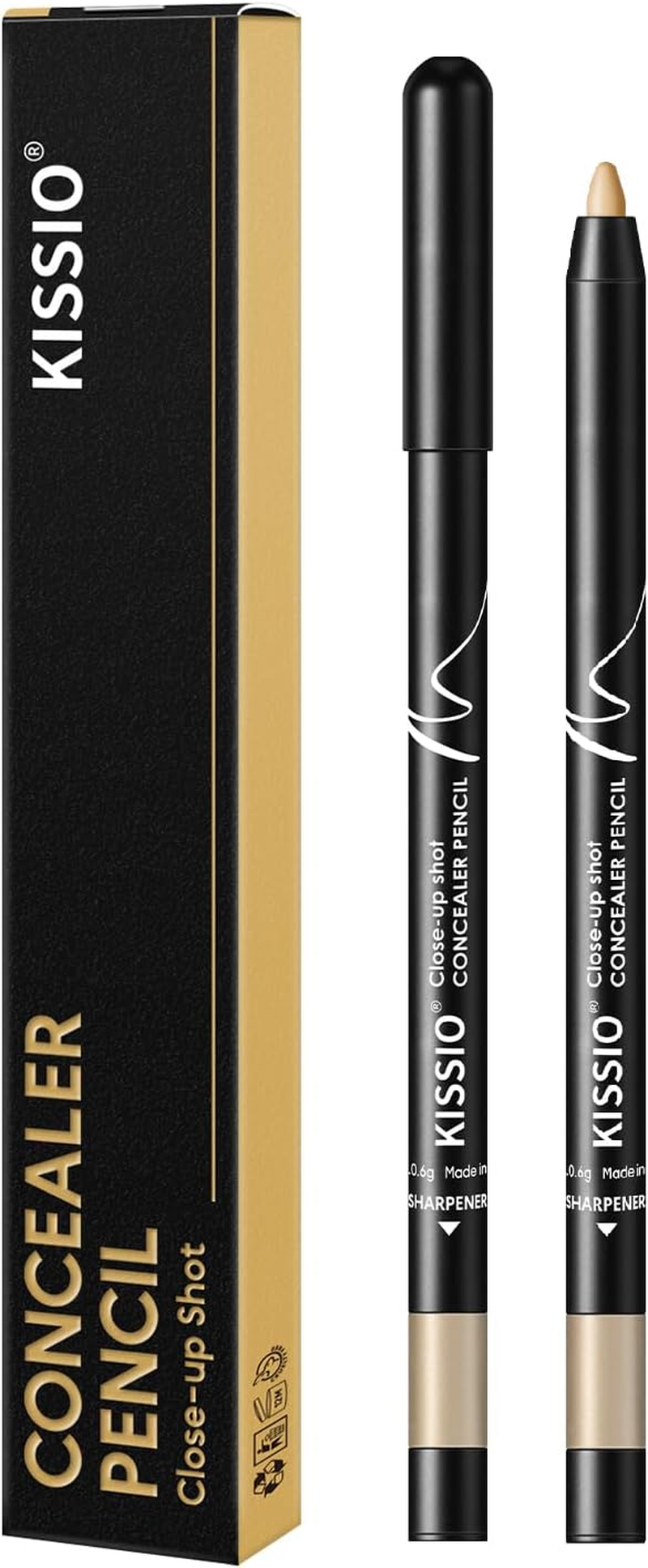 KISSIO Concealer Pencil,Under Eye Concealer,Cover Acne and Freckles,Brightener,Waterproof,Long Lasting and Cream,Makeup Pencil with Sharpener,Milktea - 02Natural image number 2
