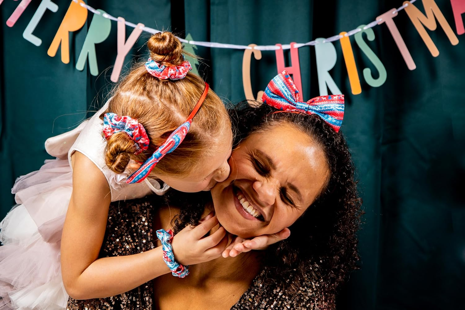 Folat 63783 Hair Bobbles Fairisle-Cosy Christmas Pack of 3 Christmas Colours Christmas Accessories, Christmas Costume, Multi-Coloured image number 2