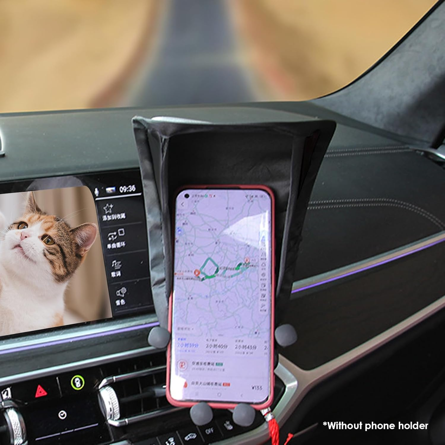 Phone Umbrella for Sun | Phone Sun Shade | Shield for Cell Phones, Stand, Mobile Holder, Glare Blocking, Car, Motorcycle, Bike - Black image number 5