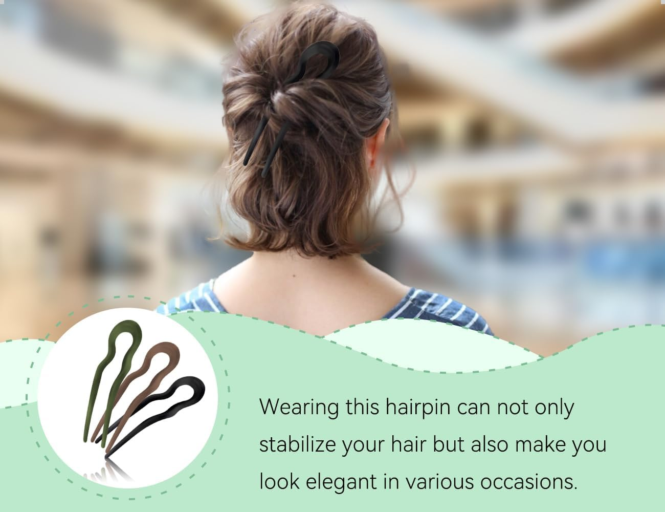 AOYEGIC Pack of 3 French U-Shaped Hairpins, Plastic Wave Shape U-Shaped Hair Fork, Frosted French Pin Suitable for Girls Fashion Trends, Fashion Accessories (3 Colours) image number 4