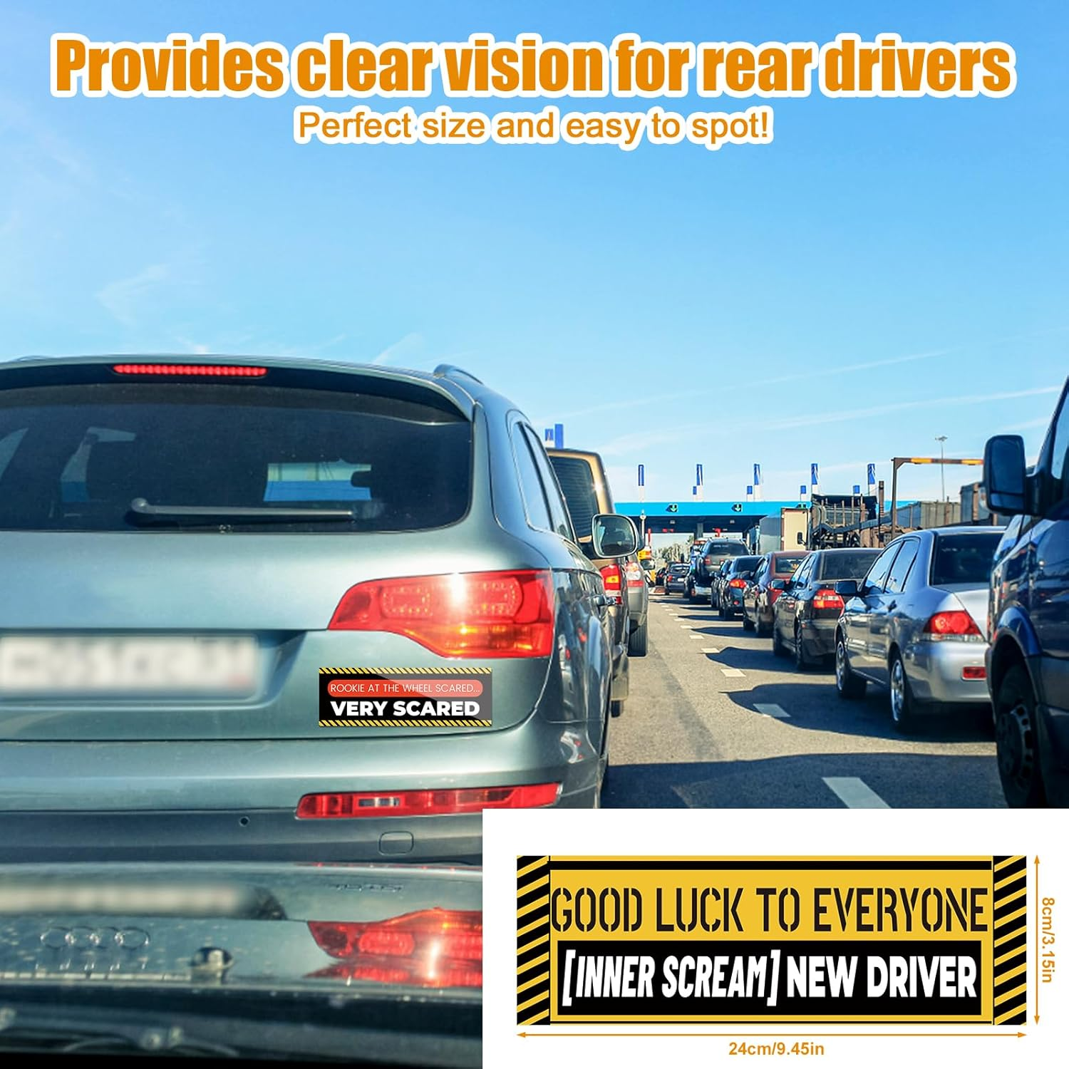 5Pcs New Driver Magnet, 9.45X3.15 Inch Reflective Magnetic Novice Driver Sign for Bumper Safety Warning Stickers for Beginners Student Car Drivers image number 2