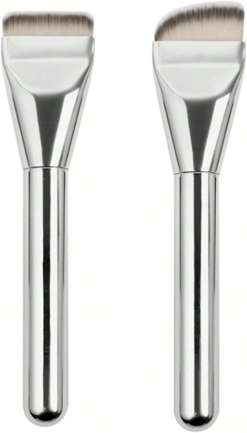 Generic 2Pcs Flat Makeup Brushes, Foundation & Angled Brushes for Liquid, Cream, Mineral Makeup, Concealer, Highlighting, Face Mask image number 2