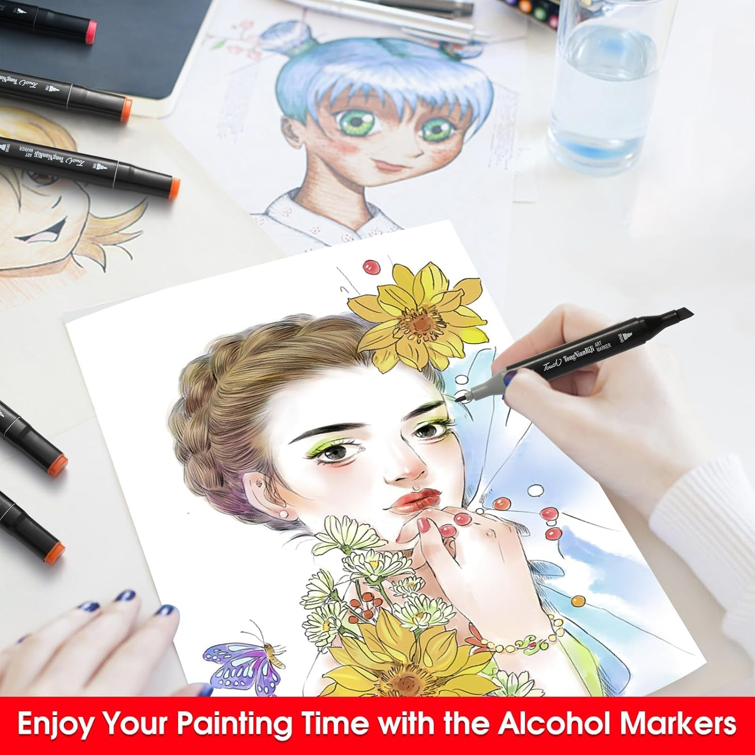 80 Colors Dual Tips Alcohol Markers, Art Markers Pens with Pen Holder, Permanent Sketch Markers Set for Kids Adults Coloring, Painting, Sketching, Illustrations image number 3