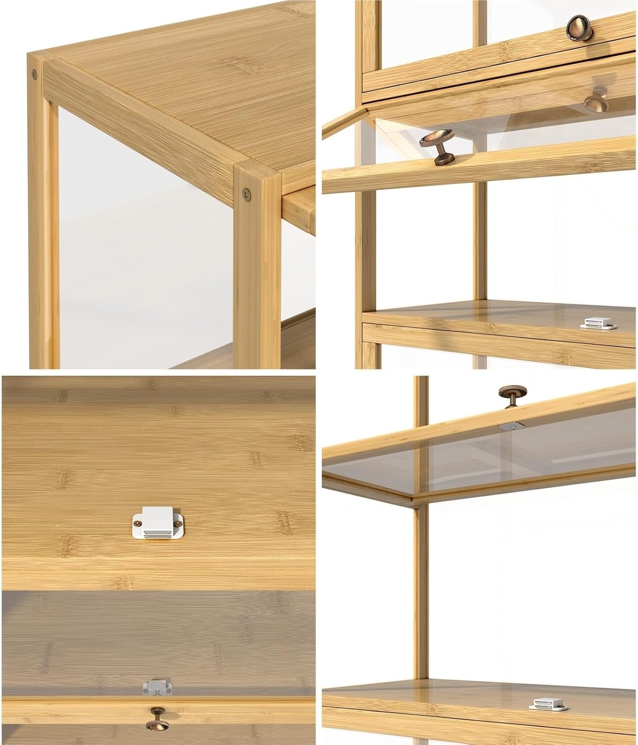 Oikiture Display Cabinet with 5-Tier Shelves Storage Cabinet Diplay Shelves Oak - 580-Black image number 6