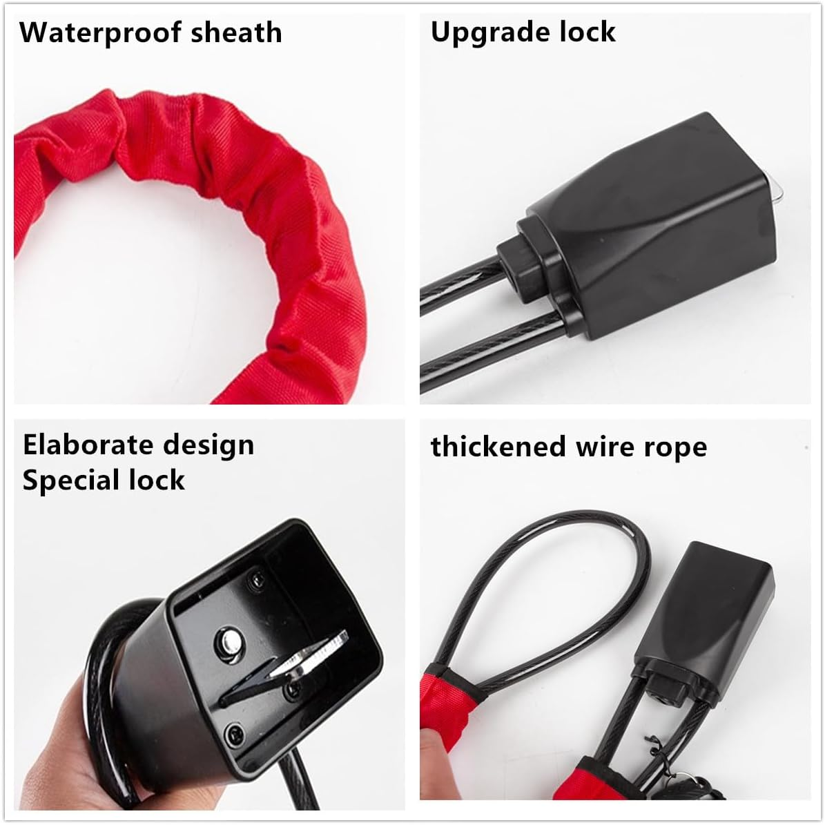 Car Steering Wheel Lock, Thick Cable Handlebar Lock, Universal Burglar Lock, with Three Keys, Suitable for Most Vehicles, Suvs, Golf Carts, Trucks (Red) image number 2