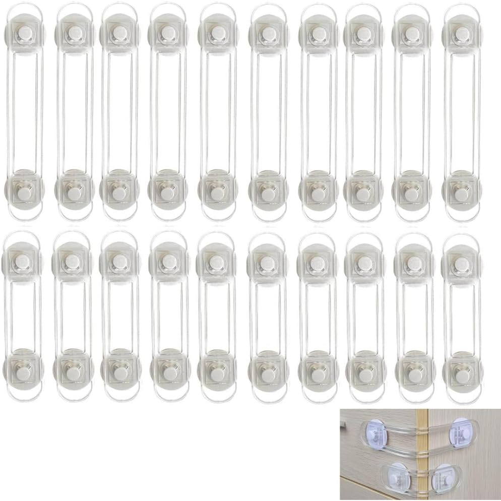 20Pcs Child Safety Cabinet Locks,Baby Proofing Latches to Cabinets Drawer Door Fridge Oven Toilet Seat Kitchen Cupboard Appliance Trash Can, Adjustable Strap No Drill No Tool(10X 16.5Cm & 10X 11Cm) image number 5