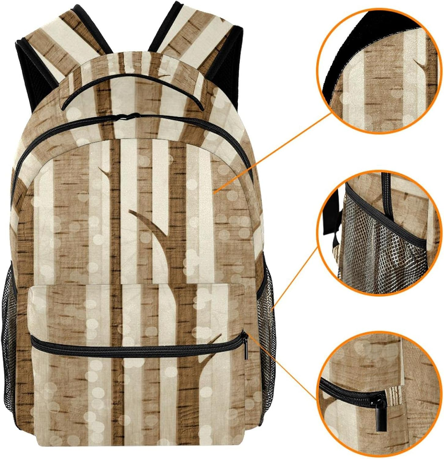 Birch Tree Pattern Backpack Students Shoulder Bags Travel Bag College School Tote Backpacks image number 5