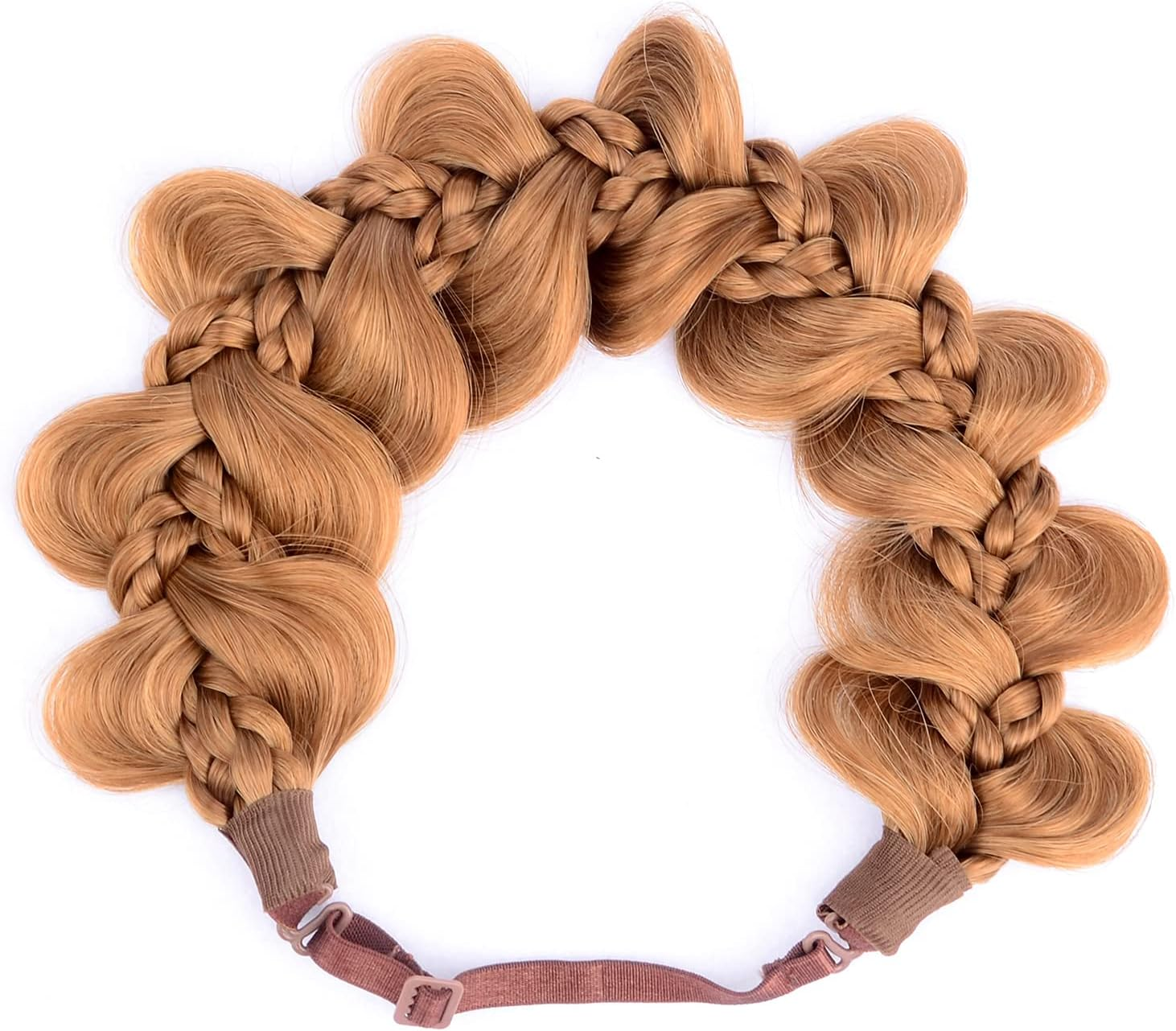 Gledola Bridal Hair Accessories, Wide Kinky Fishtail Braided Braids, Headband, Braided Synthetic Hair, Elastic Stretch, for Women, Bride (Strawberry Blonde) image number 3