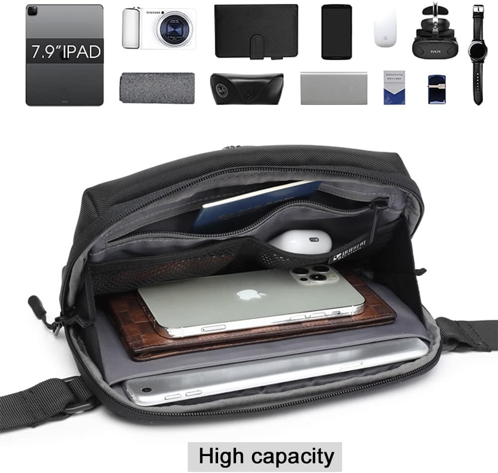 Waist Fanny Pack Men Fashion Bum Bag with Adjustable Belt for Sport Running Hiking Jogging Men （Black image number 3